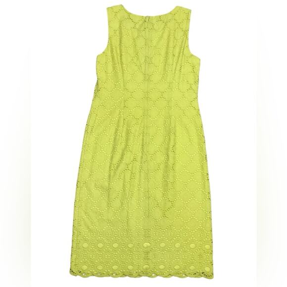 Talbots Women's Midi Dress Eyelet lined Scalloped Hem Green Sheath Size 6 NEW - Picture 2 of 10